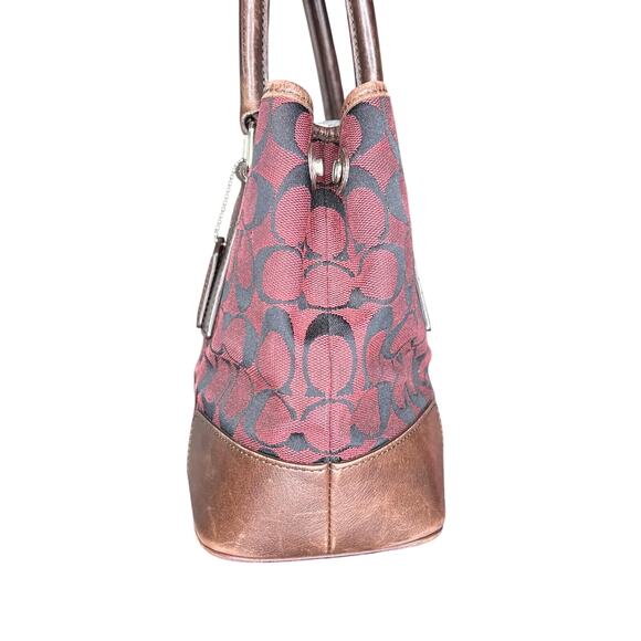 VINTAGE Coach Signature Monogram Leather trim Hand Bag - Picture 3 of 8